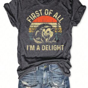 INAWLY 1pc Women's Funny Angry Mouse Graphic Print Round Neck T-Shirt, Delighted Satire Graphic Tees Women Tops